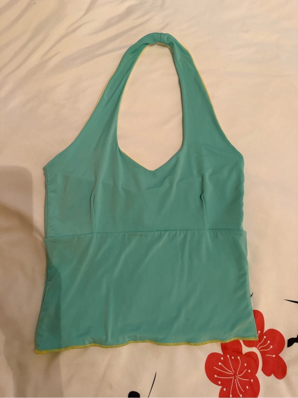 New - Reversible Aqua/Yellow Halter Tank Top from Roxana Vincelli